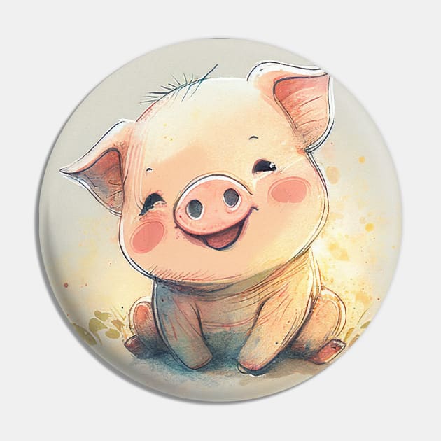 Happy Pig Pin by Sunshine-thru-the-tees