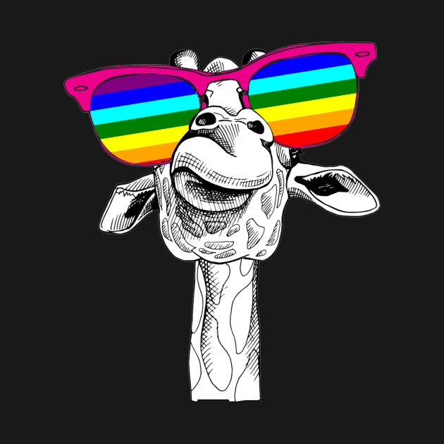 Giraffe Gay Pride Flag Sunglasses LGBTQ Gift Tank Top - Giraffe Lover