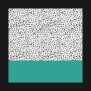 abstract teal, black & white animal speckle print T-Shirt