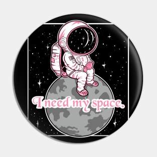 Introvert girl, cute astronaut design Pin