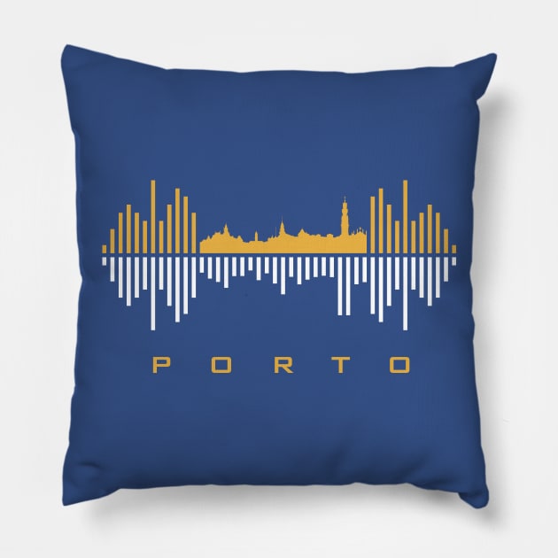 Porto Soundwave Pillow by blackcheetah