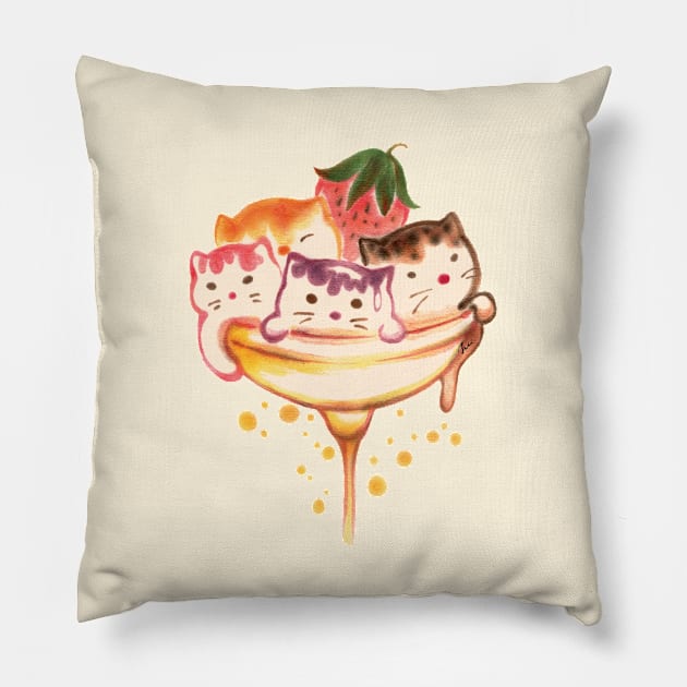 Cat ice-cream Pillow by juliewu