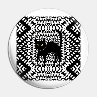Black And White Halloween Cat Pin