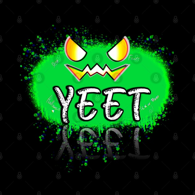 Yeet Jack O Lantern Green Pumpkin Splat Quote by MaystarUniverse