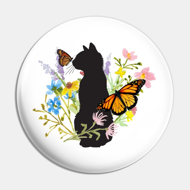 Kitty Cat Butterfly Garden Floral Pin by TLSDesigns