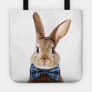 Brown Bunny With Blue Bowtie, Blue Nursery, Baby Animals Art Print by Synplus Tote