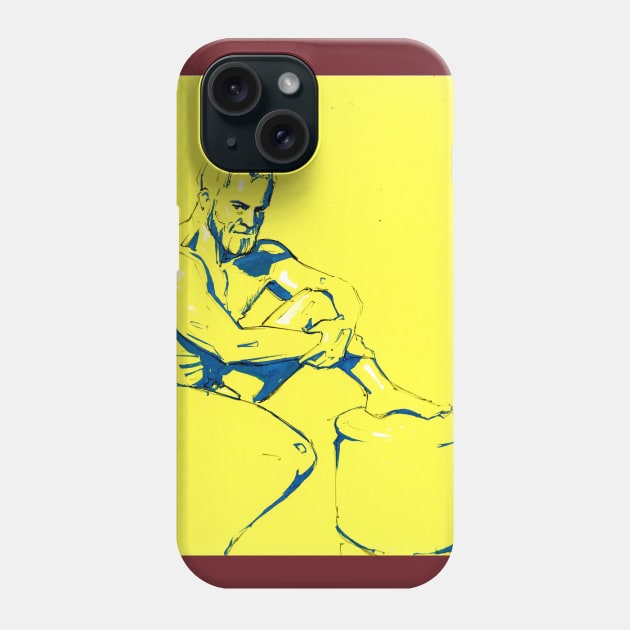 Beefcake on Yellow Phone Case by A.E. Kieren Illustration