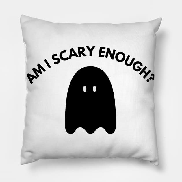 Am I Scary Enough? Minimalistic Halloween Design. Simple Halloween Costume Idea Pillow by That Cheeky Tee