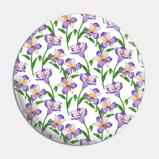 Purple Alstroemeria Floral Pattern Pin