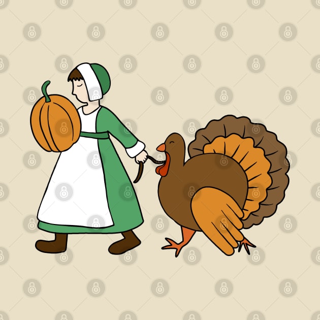 Thanksgiving Pilgrim and Turkey by valentinahramov