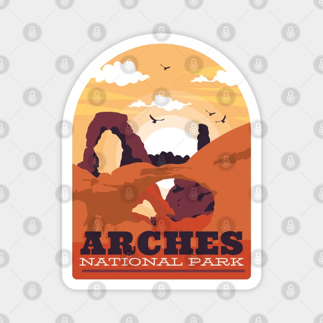 Arches National Park in Moab, Utah Vintage Retro Design Magnet by HiFi Tees