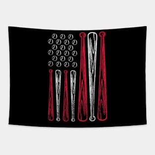 Baseball Bat Lover American Flag Tapestry