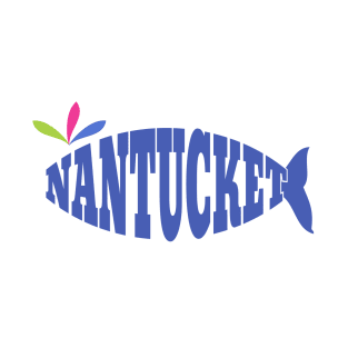 Cute Blue Nantucket Whale - Word Art T-Shirt
