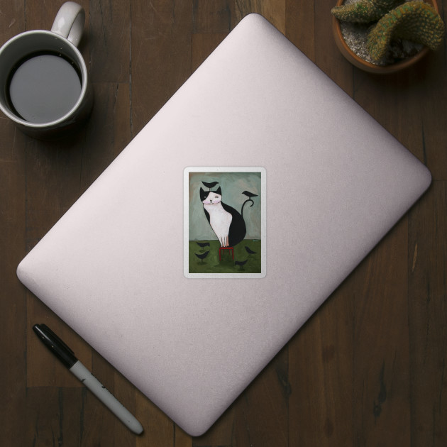 Tuxedo Cat And Crow Friends Cat Sticker Teepublic