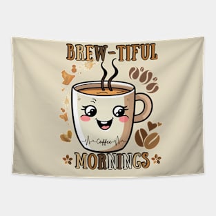 Brew-tiful Mornings: Kawaii Coffee Delight Tapestry