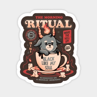 The Morning Ritual - Cute Baphomet Coffee Gift Magnet