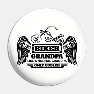 Biker Grandpa Normal Only Cooler Black Skeleton Bike Pin