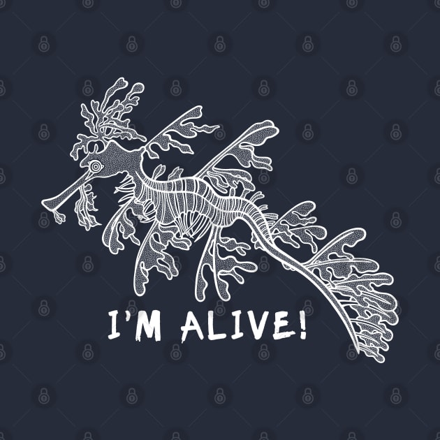 Leafy Seadragon - I'm Alive! - detailed animal ink design by Green Paladin