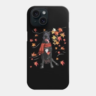 Maple Dog Leaf Fall Hello Autumn Funny Great Dane Lover Phone Case