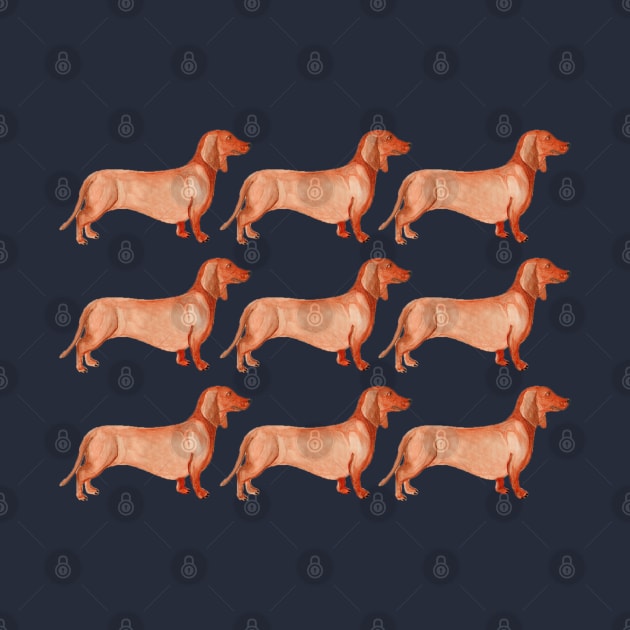 Watercolor weenie dog pattern by kuallidesigns