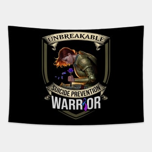 Unbreakable Suicide Prevention Warrior Teal Purple Ribbon Awareness Tapestry