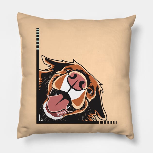 The Curious Toller Nova Scotia Duck Tolling Retriever Pillow by welovetollers