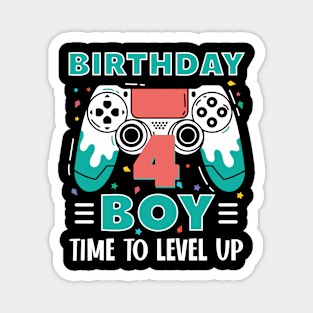 4th Birthday Boy Gamer Funny B-day Gift For Boys kids toddlers Magnet