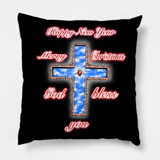 Jesus Christ cross merry Christmas and happy new year Pillow