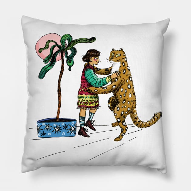 Leopard dance Pillow by lindsaygrime