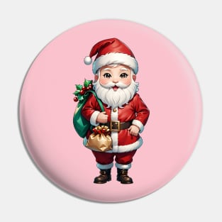 A jolly Santa Claus with a sack full of gifts Pin