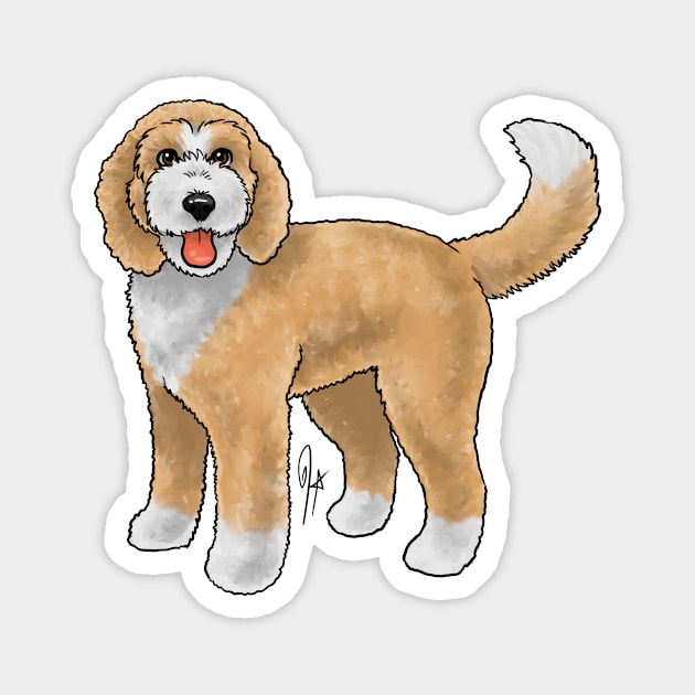 Dog - Bernadoodle - White and Tan Magnet by Jen's Dogs Custom Gifts and Designs