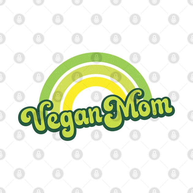 Vegan Mom Retro Rainbow Green by Jitterfly