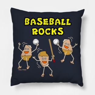 Three Baseball Light Rocks Pillow