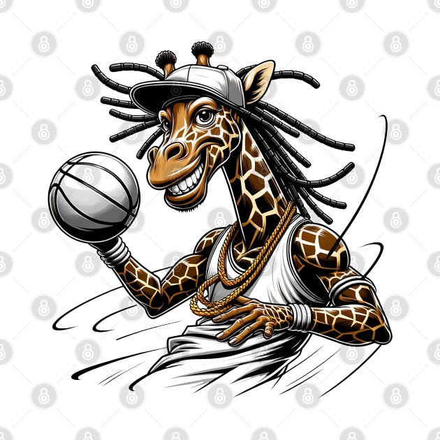 Basketball Giraffe Player | Whimsical Hoops & Wildlife Art by KontrAwersPL