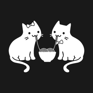 Cute Cat Eating Ramen With Girlfriend T-Shirt