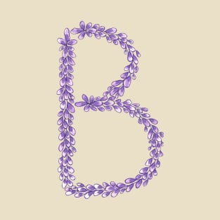 Lavender Letter B Hand Drawn in Watercolor and Ink T-Shirt