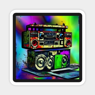 Boom Box Psychedelic Trippy Hip Hop Vibrant Gift Rap Radio Magnet