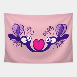 Adorable couple of mosquitoes falling in love Tapestry