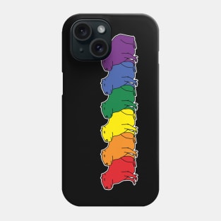 Row of Pride Flag Colored Capybaras Phone Case