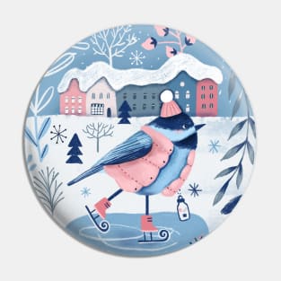 Winter Chickadee bird Pin