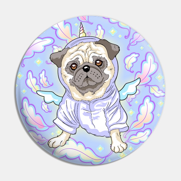 Feathers pug Pin by Thea White Peacock