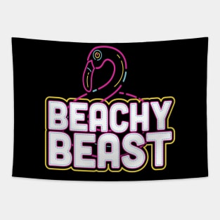 Beachy Beast 80s 90s Retro Flamingo Tapestry