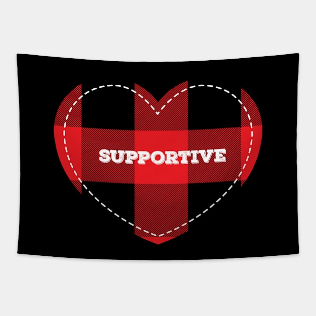 Buffalo Plaid Lumberjack Supportive Love Heart Tapestry by anonopinion