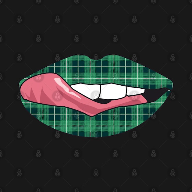 Vintage Lips Retro Style Tongue Tartan Flannel Pattern Celtic Irish Popart Gift by HypeProjecT