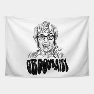 Austin Powers Sketching portrait - groovy baby Tapestry