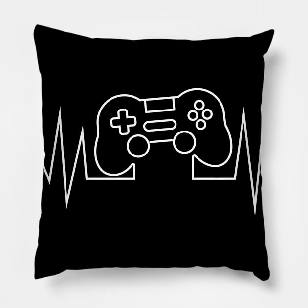Gamer Heart Beat-white version Pillow by G! Zone