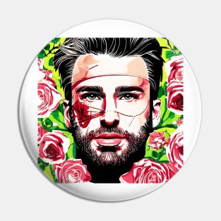 Chris with red roses Pin