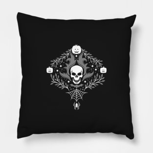 Damask Halloween in Silver Pillow