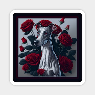 Whippet red roses 2 Magnet