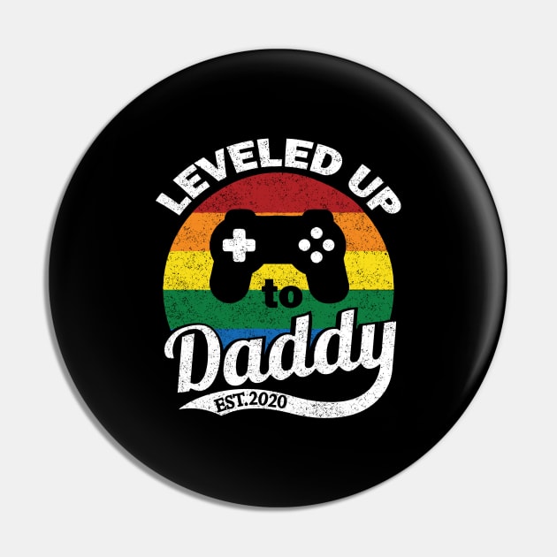 Funny New Dad 2020, Pregnancy Reveal, Gamer Dad Level Up graphic Pin by Blue Zebra